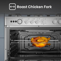 Hisense HFG90335RX 90 cm Freestanding Gas Cooker, 5 Gas Burners with Flame Failure Device, Cast Iron Pan Support, Auto Ignition, Stainless Steel