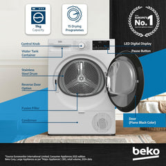 Beko Condenser Tumble Dryer 9 kg – AquaWave Sensor Drying & 15 Programmes DC9W