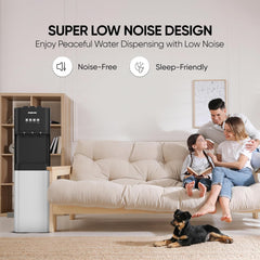 Nikai 3-Tap/Faucet Bottom Loading Water Dispenser – Instant Hot/Cold/Room Temperature, Child Safety Lock, Stainless Steel Reservoir, Suitable for Home and Office, Silver/Black – NWD4000BS