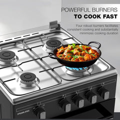 Nikai 50x55 Gas Cooker – 4 Burners Oven & Grill Full Safety Rapid Preheat Free Standing U3110NBFS (Black)