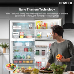 Hitachi Top mount Refrigerator 597 L Inverter Compressor R-V715PUK7K Silver