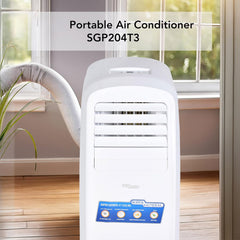 Super General 2 Ton Portable Air Conditioner SGP204T3, 3-in-1 AC-Dehumidifier-Fan, 20000 BTU, Low noise, 3 Fan speeds, No drip technology, Sleep Mode, 24 Hour Timer, 36.5(w)x56.8(D)x77.5(H) cm, White