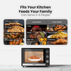 Nikai 46L Electric Oven, 1800W Power, Adjustable Temperature, 7 Heating Stages, 60-Min Timer with Bell Ring, Indicator Light, Keep Warm Function, High-Efficiency Heating, Accessories Included -NT655N2