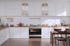 Midea 90x60cm Freestanding Cooker, Full Gas Cooking Range with 5 Burners, Automatic Ignition & Full Safety, Cast Iron Pan Support, Stainless Steel Finish, Separate Knob for Oven & Grill MFO-MG36LE-SS