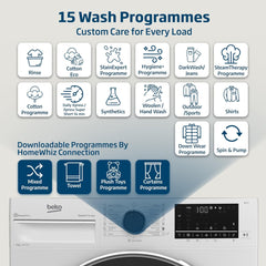 Beko 9 kg Front Load Washing Machine – 1400 RPM ProSmart Inverter SteamTherapy 15 Programs WTV9314XW