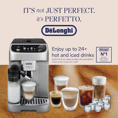 De'Longhi Magnifica Plus Fully Automatic Espresso Machine 24+ Hot & Iced Beverages LatteCrema Color Touch Display 13 Grinder Settings Twin Shot ECAM322.70.SB