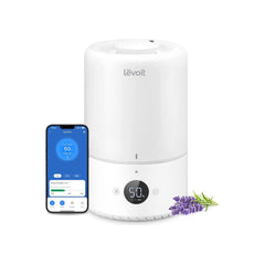 LEVOIT Smart Cool Mist Top Fill Humidifiers for Bedroom with Sensor, Auto Humidity Setting, APP & Voice Control, Essential Oil Diffuser, Ultra Quiet Operation, Super Easy Top Fill, 3L, White