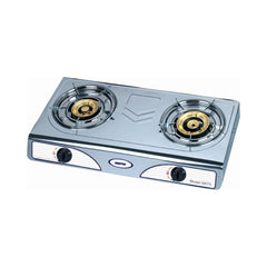 Geepas GK73 Stainless Steel Gas Stove Burner - 2 Burner Hob, Auto Ignition, Robust Build, High fuel-efficiency, Anti-Skid Feet, Easy to Clean