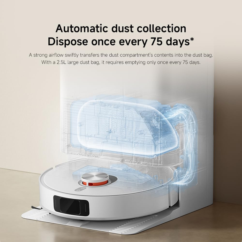 Xiaomi Robot Vacuum X20 Pro automatic dust collection into a 2.5L dust bag