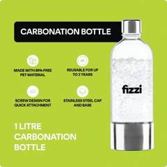 Nutricook Fizzi Soda Maker NC-FSM100 1 litre BPA-free carbonation bottle with stainless steel cap and base