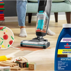 BISSELL CrossWave HF2 3845E hard floor sanitizing solution eliminating 99.9% of bacteria