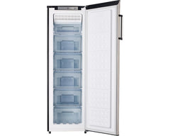 Hoover HSF-K245-S Upright Freezer – door open, 6 drawers