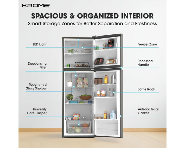 Krome KR-RFF370TI Refrigerator – interior storage