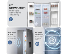 Krome KR-SBS600WM Refrigerator – LED lighting and controls