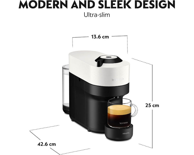 Nespresso Vertuo Pop by Krups XN920140 Coconut White - dimensions