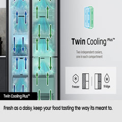 Samsung 635L Side-by-Side Refrigerator – SpaceMax Twin Cooling Plus Smart Conversion RS68A884CSL (silver)