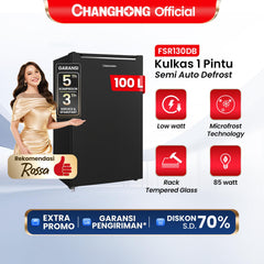 Changhong New Single-Door Refrigerator, 100-Liter Capacity, Black – FSR130DB (Semi Auto-Defrost)