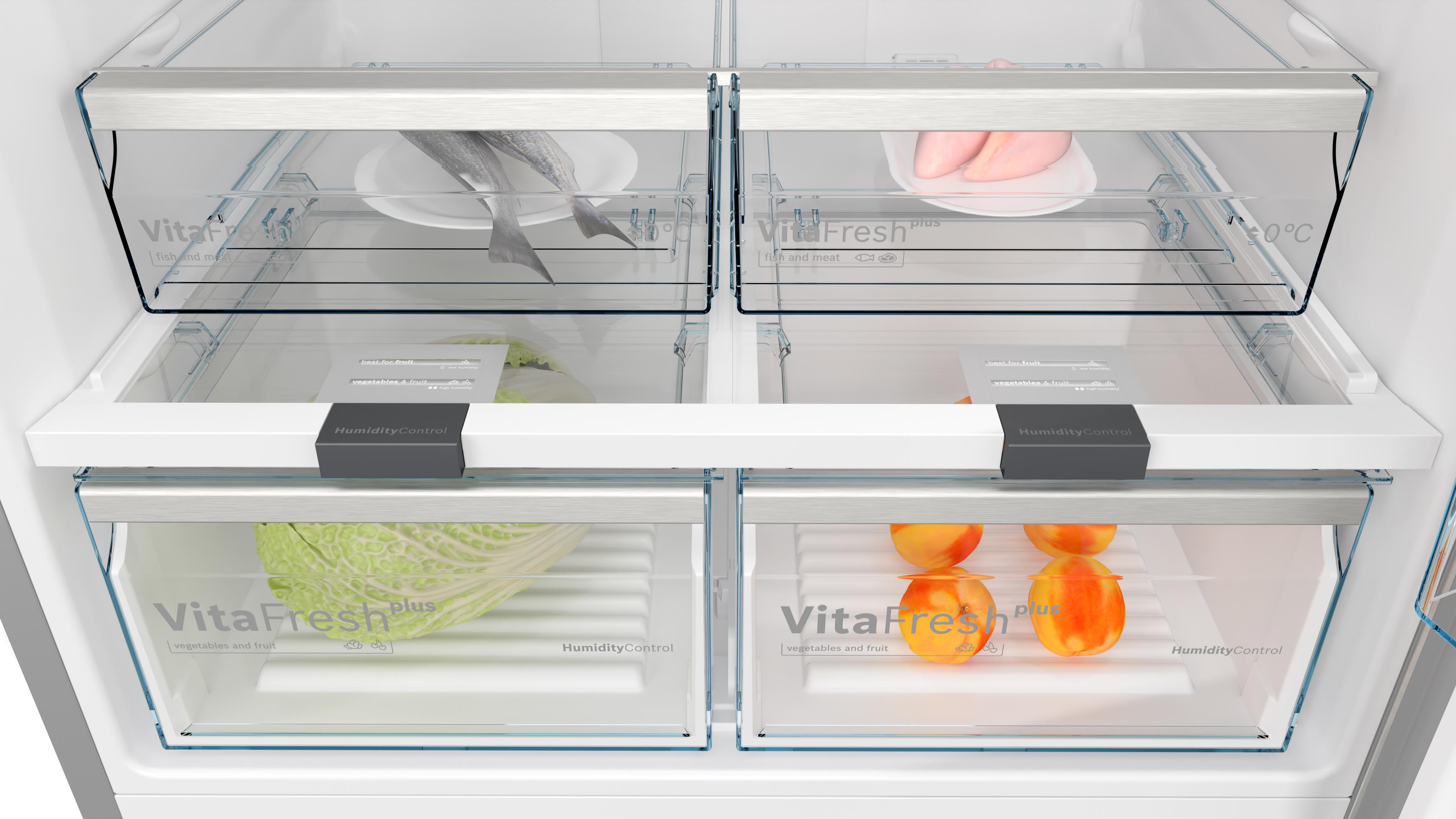 Bosch 687L Series 6 Top Mount Freezer Refrigerator KDN86HIE0M, Brushed Steel, 2 Doors