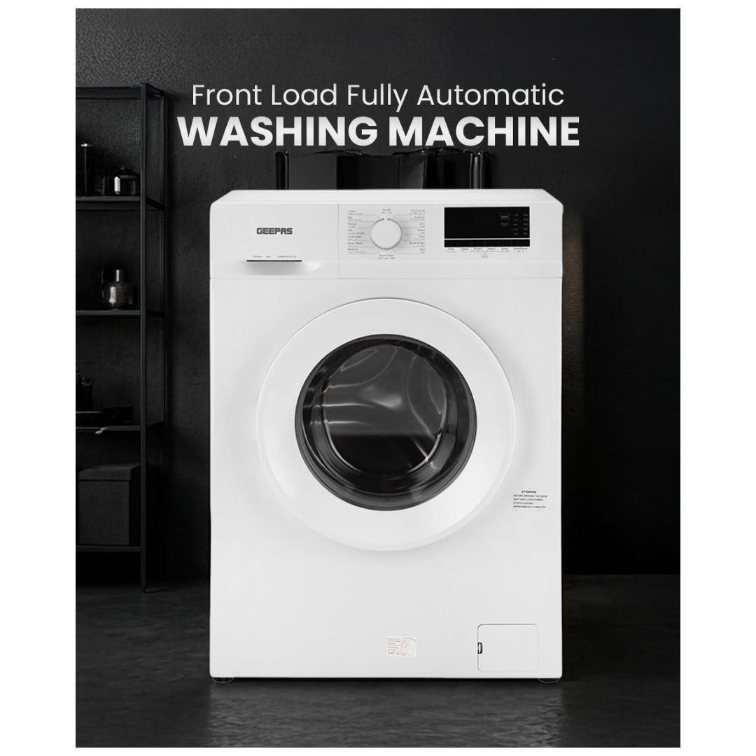 Geepas 6kg Fully Automatic Front Load Washing Machine with Electronic Control, Ecologic System & Overload Protection – GWMF6210LCR, White