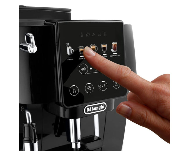 De'Longhi ECAM220.51.B control panel with Steam, Espresso, Filter Style, Coffee and Iced Americano buttons