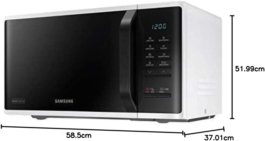Samsung Solo Microwave with Quick Defrost, 23L, White, Ceramic Inside, MS23K3513AW/SG