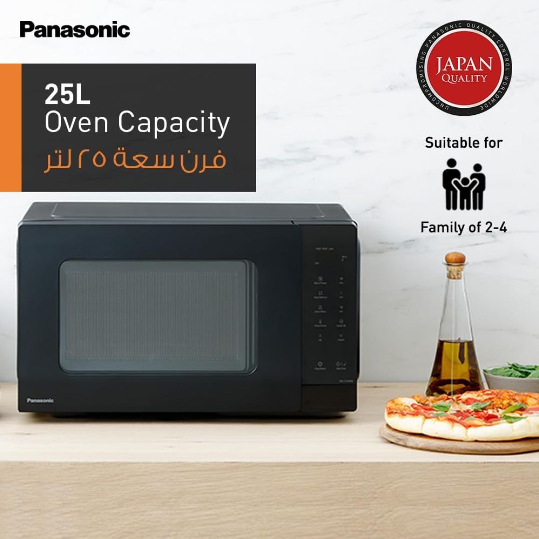Panasonic NN-ST34NB 25L Solo Microwave Oven – 900W, 5 Power Levels, Auto Cook & Defrost