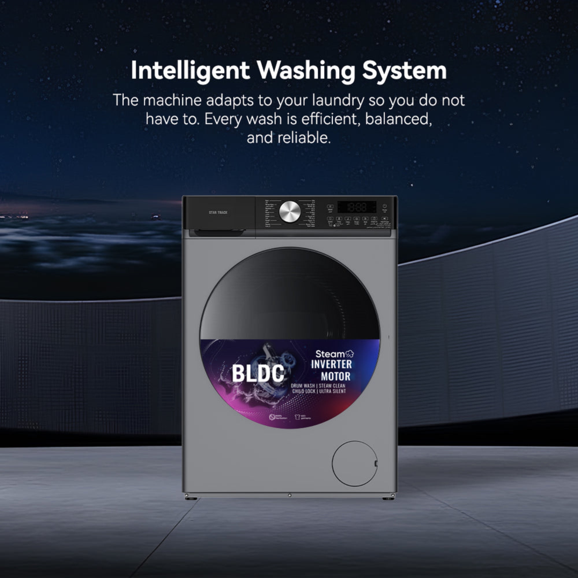 Star Track 7KG Front Load Washing Machine with BLDC Inverter Motor 1400 RPM & Steam Wash SW-700ATT2-AZ (GRAY)