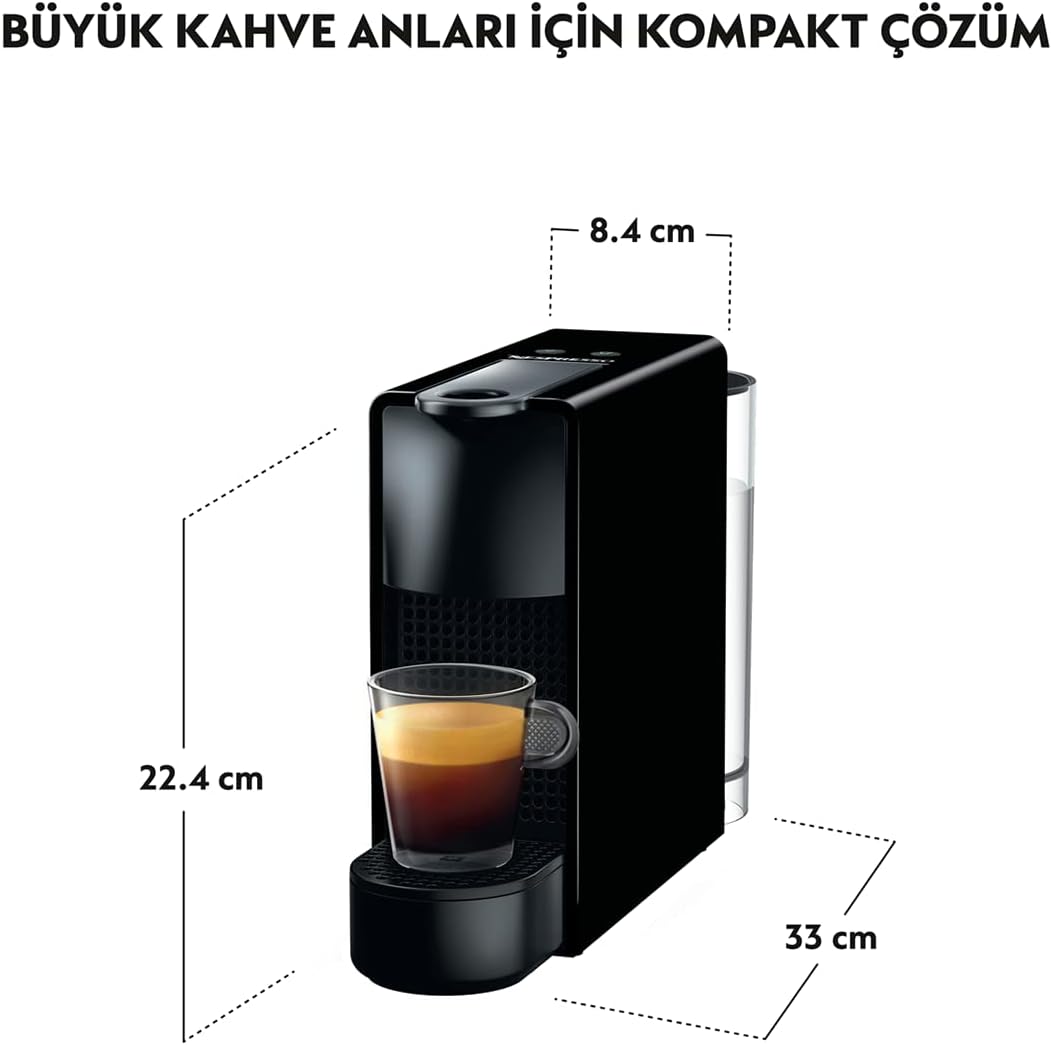 Nespresso Essenza Mini C30-EU2-BK-NE1 Capsules Espresso Machine, Black(C030BK)