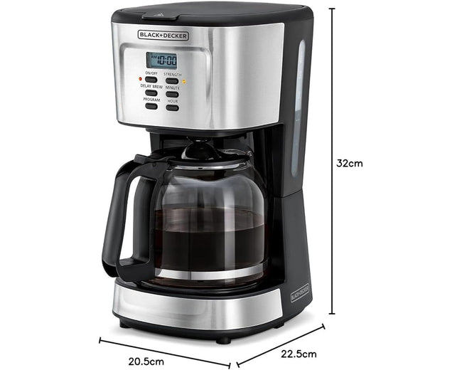 BLACK+DECKER DCM85-B5 12-Cup Programmable Coffee Maker, 900W, 1.5L Glass Carafe