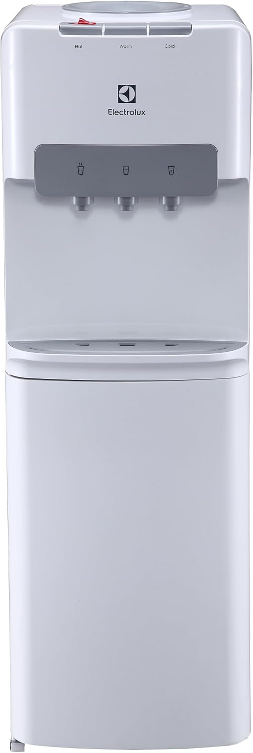 Electrolux Water Dispenser, Top Loading, 3-taps Equipped with Hot Cold and Ambient Temperature, Floor Standing, LED Indicator, Child Safety Lock for Faucet, Ideal for Home, Office & Pantry, EDBMFSXWG