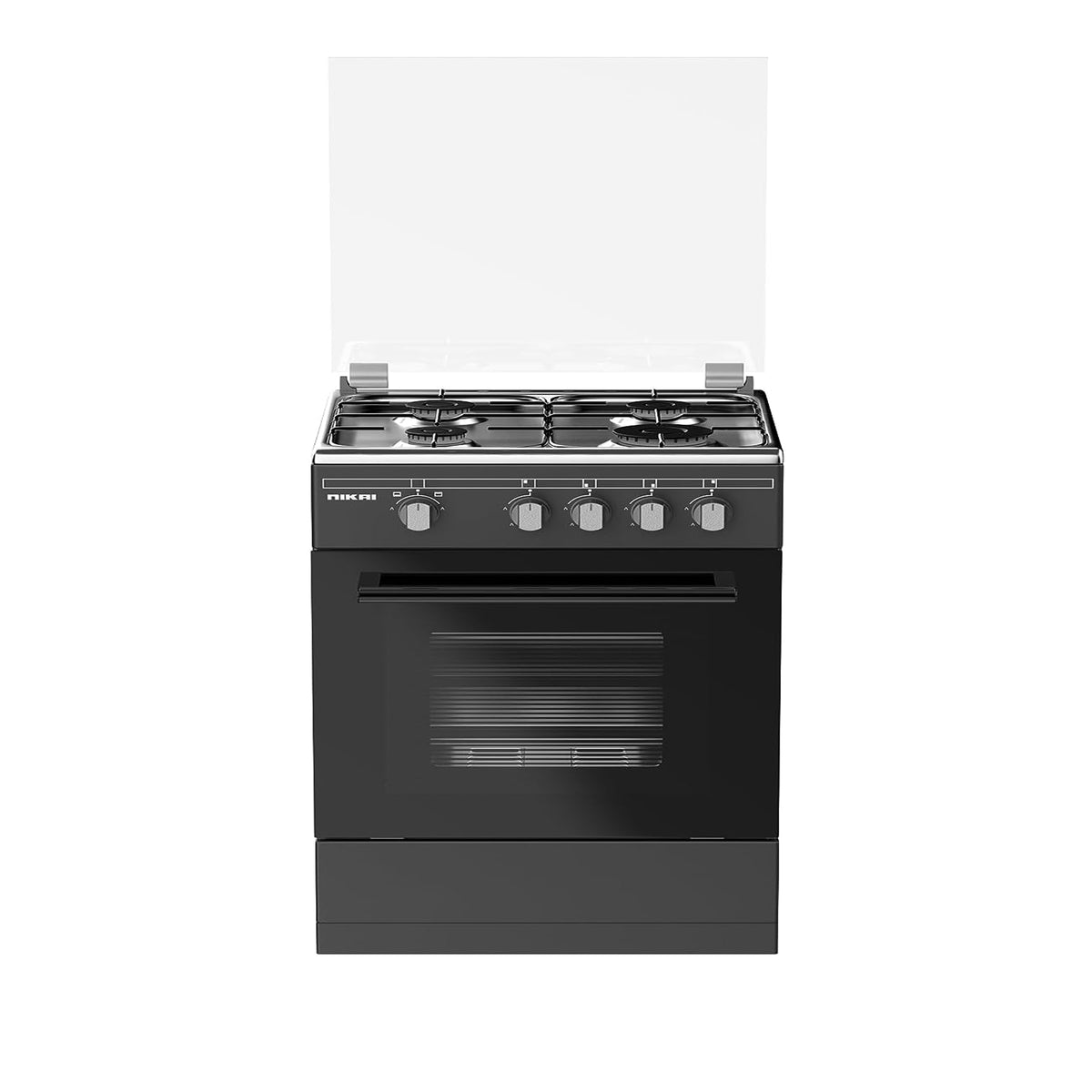 Nikai 50x55 Gas Cooker – 4 Burners Oven & Grill Full Safety Rapid Preheat Free Standing U3110NBFS (Black)