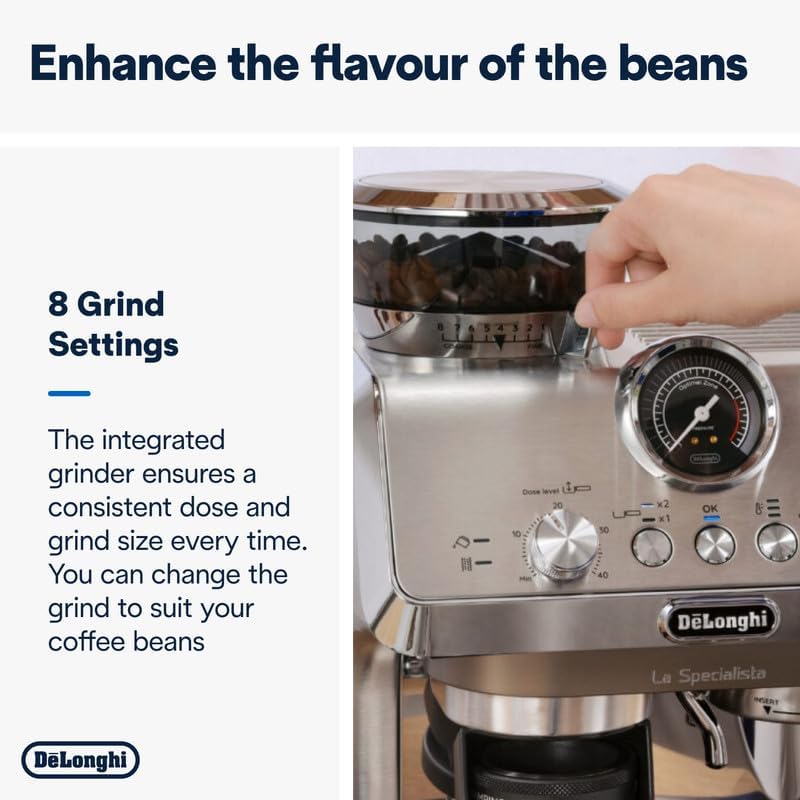 De'Longhi Barista Coffee Machine LA SPECIALISTA ARTE EVO Cold Brew Semi-Automatic Espresso Machine with Cold Extraction Technology, Barista Kit, Built-in Grinder, Milk Frother,15 Bar Pressure EC9255.M