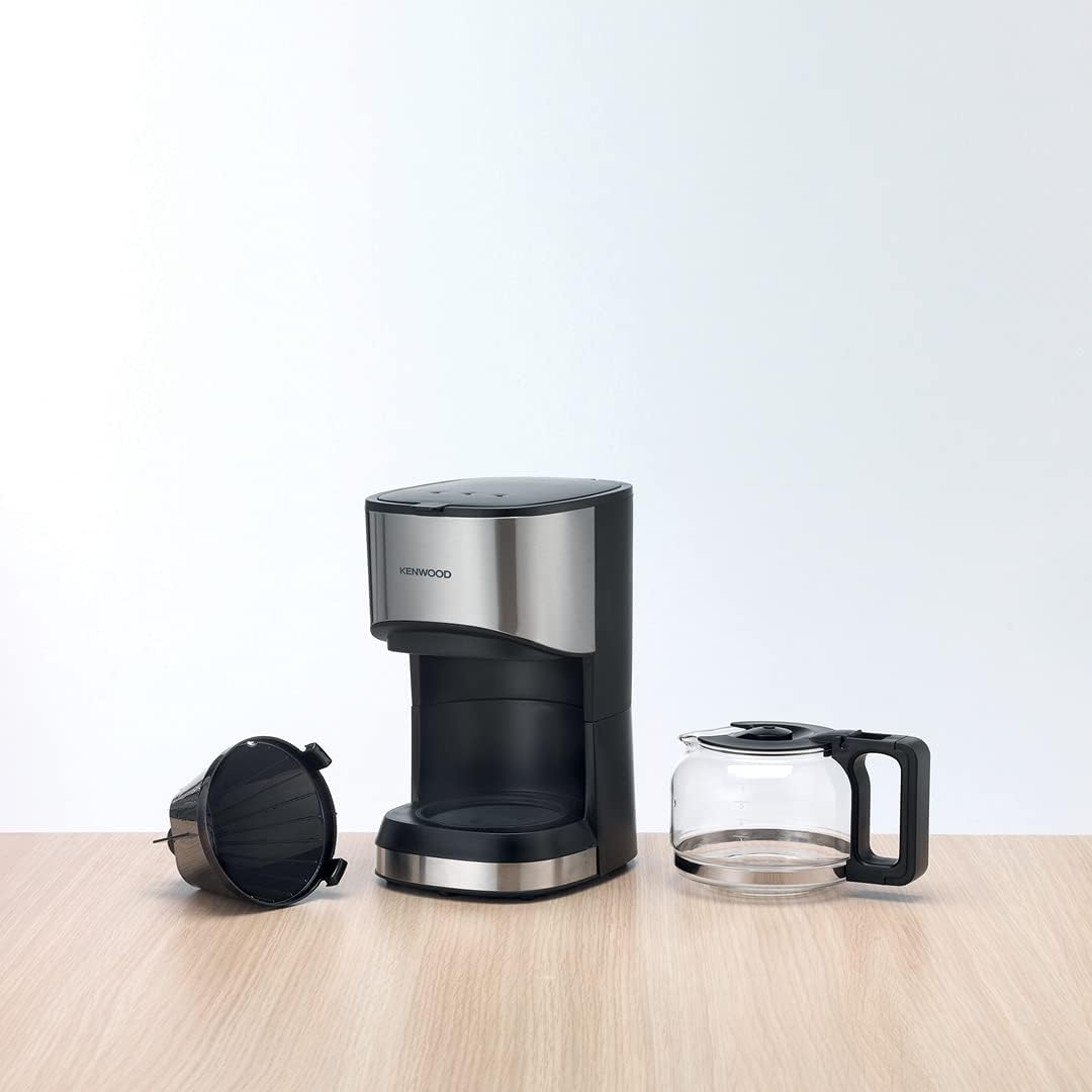 KENWOOD Coffee Machine Up To 6 Cup Coffee Maker for Drip Coffee and Americano 550W 40 Min Auto Shut Off, Reusable Filter, Anti Drip Feature, Warming Plate and Easy to Clean CMM05.000BM Black/Silver