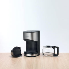 KENWOOD Coffee Machine Up To 6 Cup Coffee Maker for Drip Coffee and Americano 550W 40 Min Auto Shut Off, Reusable Filter, Anti Drip Feature, Warming Plate and Easy to Clean CMM05.000BM Black/Silver