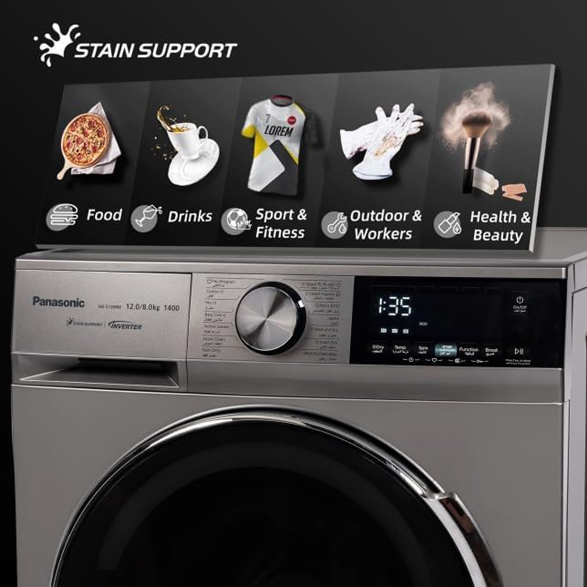 Panasonic Front Load Washer Dryer Combo 8 kg Wash + 6 kg Dry NA-S086M4