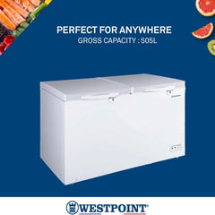 Westpoint Chest Freezer 700 L – Large Capacity Adjustable Thermostat Lock & Key & Removable Storage Baskets WBXN-7019EWG2L