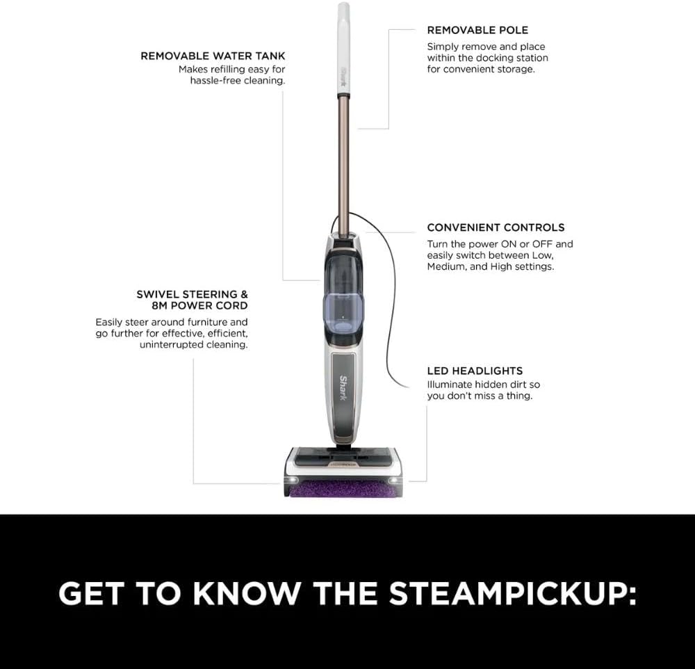 Shark Steam PickUp 3-in-1 Steam Cleans & Separates Wet & Dry Dirt