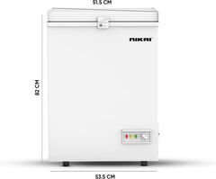 Nikai 150L Gross/100L Net, Single Door Chest Freezer with Storage Basket, High Energy Efficiency Cooling System, Adjustable Temperature, Silent Operation, Ideal for Home & Restaurants - NCF150N7 White
