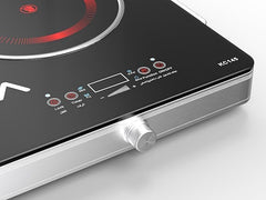 DOMEA 2-Burner Infrared Cooktop, 3600W Electric Dual Burner, LED Display, 4 Preset Cooking Functions, Child Lock, Compatible with All Cookware, A-Grade Micro Crystal Panel, For Fast & Easy Cooking, KC145