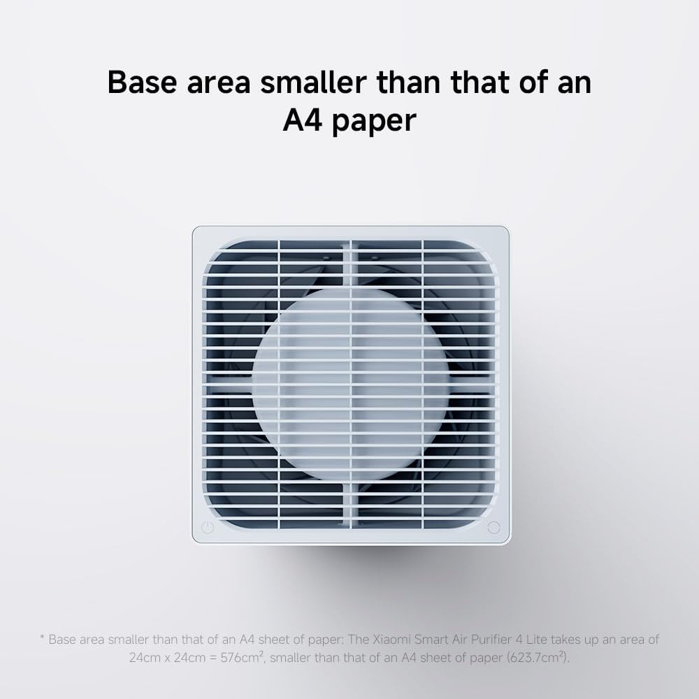 Xiaomi Smart Air Purifier 4 Lite with 75m² Coverage, App/Voice Control, Suitable For Large Room, 360 m³/h PCADR, Oled Touch Screen Display - Mi Home App, Works With Alexa - White
