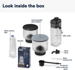 De'Longhi Coffee Machine RIVELIA Fully Automatic Espresso Machine with 22+ Hot & Iced Beverages, Bean Hopper, Color Touch Display, 13 Grinder Settings, LatteCrema, Twin Shot EXAM440.55.B (Europe Made)