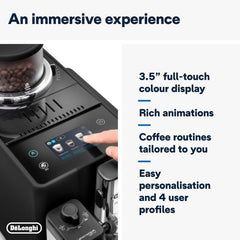 De'Longhi Coffee Machine RIVELIA Fully Automatic Espresso Machine with 22+ Hot & Iced Beverages, Bean Hopper, Color Touch Display, 13 Grinder Settings, LatteCrema, Twin Shot EXAM440.55.B (Europe Made)