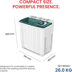 Star Track 9KG Twin Tub Semi-Automatic Washing Machine with Spin Dryer & Transparent Lid – SW-900G1TK (WHITE)