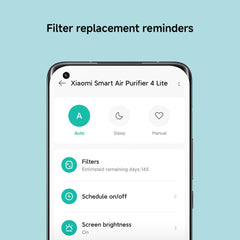 Xiaomi Smart Air Purifier 4 Lite with 75m² Coverage, App/Voice Control, Suitable For Large Room, 360 m³/h PCADR, Oled Touch Screen Display - Mi Home App, Works With Alexa - White
