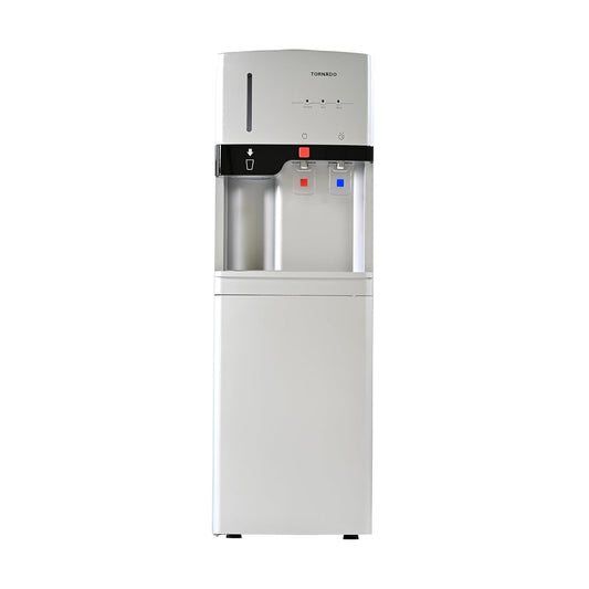 Tornado Top Load Water Dispenser – Hot & Cold Cup Holder Cabinet Storage TWD-L3CHE-S (Silver)