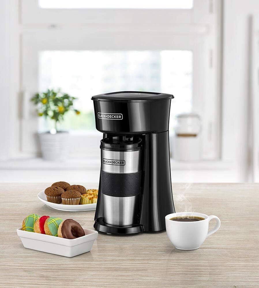 Black & Decker Coffee Machine, 650W, 360Ml Travel Mug, Black - Dct10-B5, 2 Years Warranty
