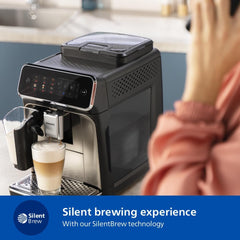 Philips Fully Automatic Coffee Machine Series 3300-6 Beverages, 1.8L Water Capacity, 1500W, LatteGo, SilentBrew, Coloured Touch Display, 12 Grinder Settings, Black Chrome - EP3347/90
