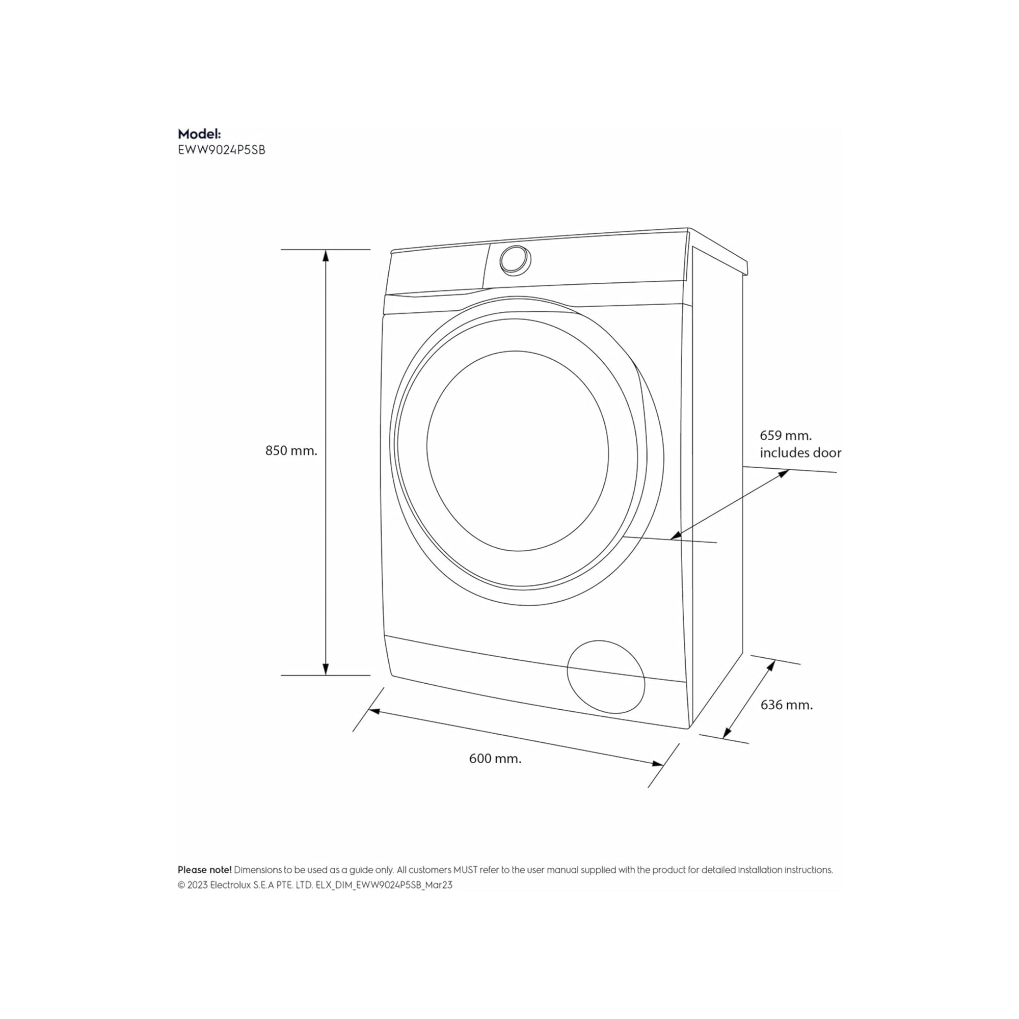 Electrolux 9/6 kg Washer Dryer – 1200 RPM EcoInverter UltraMix SensiCare EWW9024P5SB