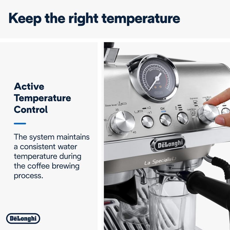 De'Longhi Barista Coffee Machine LA SPECIALISTA ARTE EVO Cold Brew Semi-Automatic Espresso Machine with Cold Extraction Technology, Barista Kit, Built-in Grinder, Milk Frother,15 Bar Pressure EC9255.M