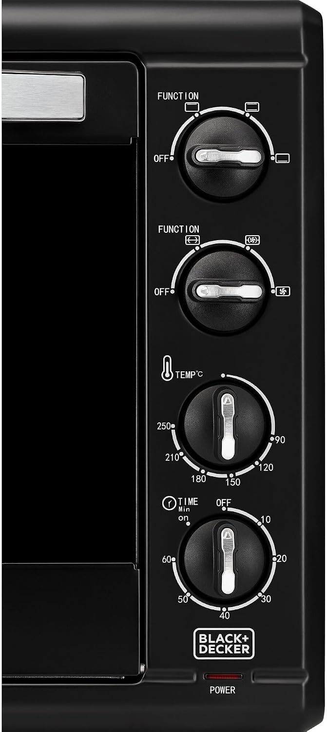 BLACK+DECKER Toaster Oven with Double Grill, 2000W, 55L Capacity, 90-230° Temp Control, Double Glass Door, Stainless Steel Interior, Multiple Accessories for Baking & Broiling, Black - TRO55RDG-B5
